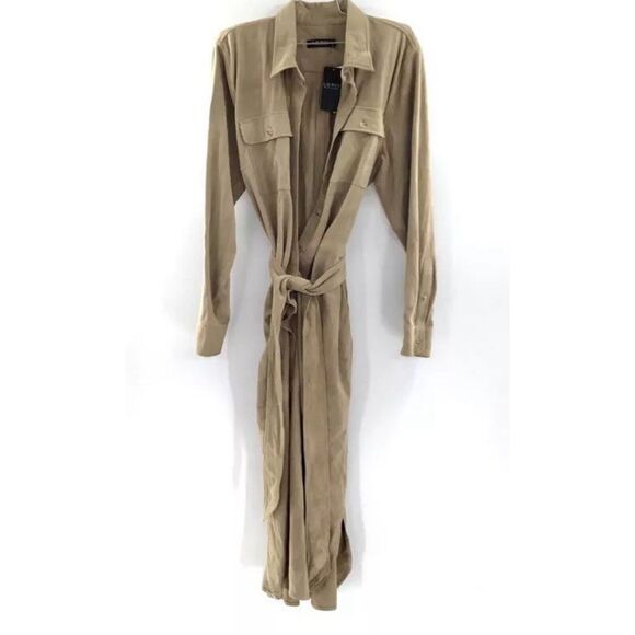 Ralph Lauren Black Label Dresses & Skirts - Ralph Lauren Retail $795 Goat Suede Leather Dress Belted SHIRT DRESS Size 18